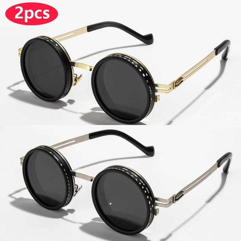 Driver Goggle ND2-400 9 Level Adjustable Dimming Polarized Sunglasses Men Women Punk Round Glasses Driving Eyeglasses ND Filter