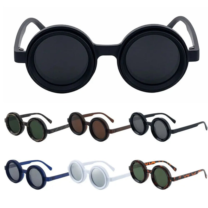 New ND2-400 Adjustable Dimming Glasses 9 Level UV400 Polarized Sunglasses ND Filter Round Fishing Sunglasses Outdoor