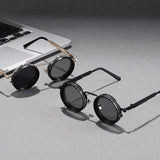 SO&EI Retro Round Punk Men Outdoor Sports Polarized Sunglasses Shades UV400 Women ND9-level Adjustable Dimming Sun Glasses