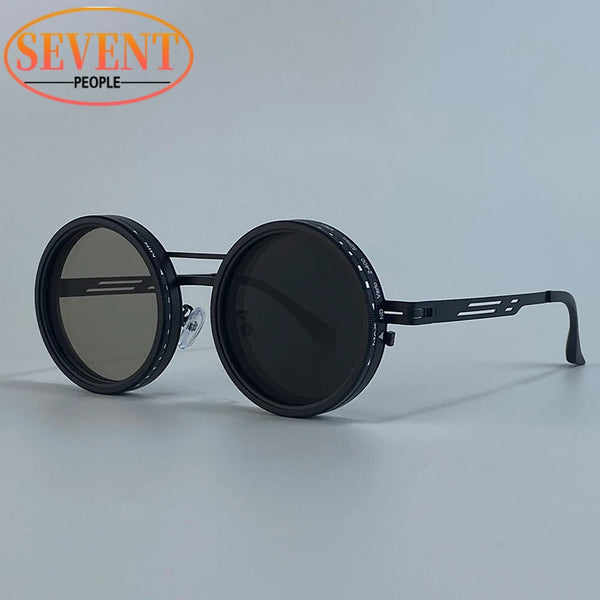 ND9 Adjustable Dimming Round Sunglasses Men Vintage Small Frame Outdoor Driving Sun Glasses UV-Anti Polarized ND Filter Eyewear