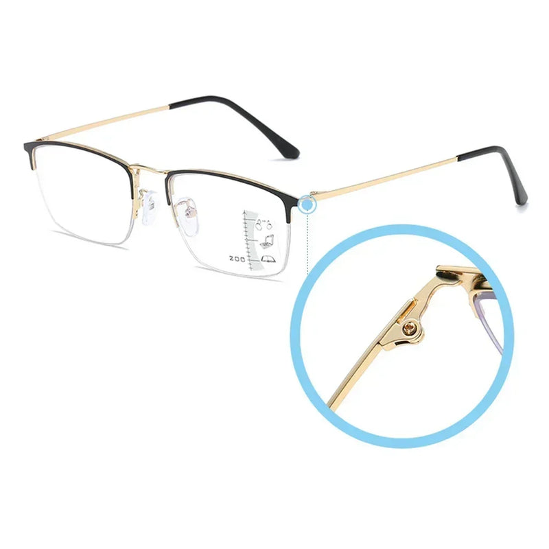 Clara Vida Retro Rectangular Light-Adaptive Sunglasses - Gradual Focus Lenses +0.75 to +4.00 - Driving/Reading UV400 Eyewear