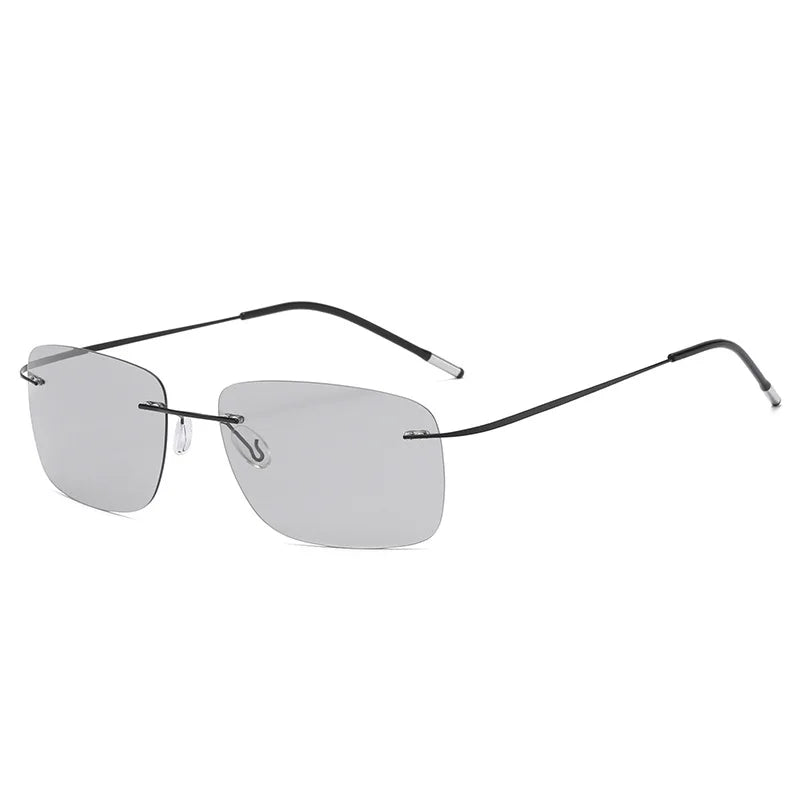 Caterside Pilot Rimless Polarized Sunglasses Men 100% Titanium Ultralight Brand Designer Sun Glasses Grey Photochromic Glasses