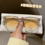 Smart Photochromic Oversized Glasses Women Square Frame Light Adaptive No Makeup Look High Quality Optical Protection Eyewear