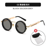 Retro Metal Round Punk ND9-level Adjustable Dimming Sunglasses Women Polarized UV400 Fashion Men Outdoor Sun Glasses