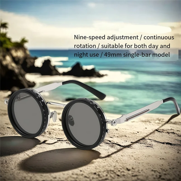 ABAE-49Mm ND9 Adjustable Dimming Sunglasses Polarized UV Resistant High-Definition Fishing Filter Glasses Silver