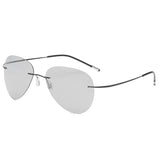 Caterside Pilot Rimless Polarized Sunglasses Men 100% Titanium Ultralight Brand Designer Sun Glasses Grey Photochromic Glasses