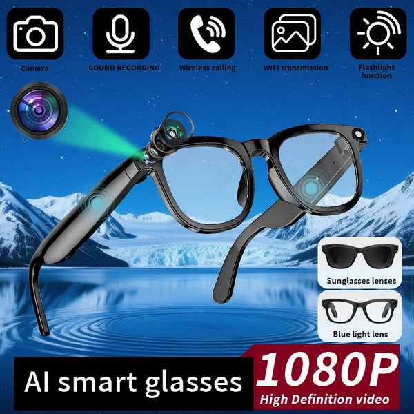 LIGE New AI Smart Glasses 800W Pixels Camera Glasses ChatGPT Translation Voice Control Bluetooth Call Sport Smart Sunglasses Man