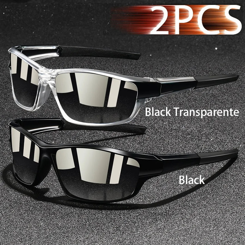 2PCS Fashion UV400 Men Women Running Mountaineering Fishing  Sunglasses Bicycle MTB Eyewear Outdoor Sport protective glasses