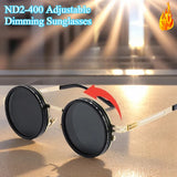 ND2-400 9 Level Adjustable Dimming Polarized Sunglasses Men Women Fishing Punk Round Glasses Driving Eyeglasses ND Filter