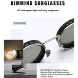 Retro Metal Round Punk ND9-level Adjustable Dimming Sunglasses Women Polarized UV400 Fashion Men Outdoor Sun Glasses
