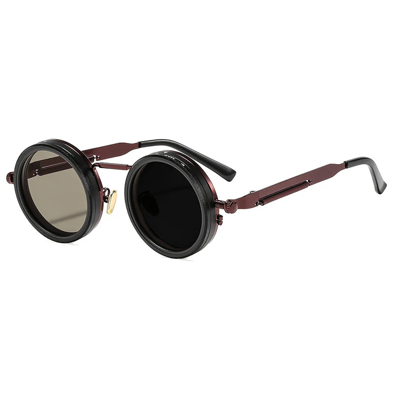 SO&EI Retro Round Punk Men Outdoor Sports Polarized Sunglasses Shades UV400 Women ND9-level Adjustable Dimming Sun Glasses