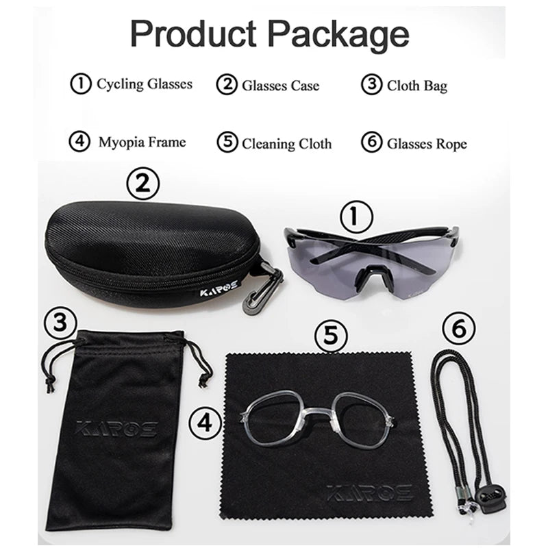 KAROS Photochromic Cycling Glasses for MTB Road Bike UV400 Adaptive Lens Anti-Fog Sport Sunglasses Men Women Outdoor Riding Gear