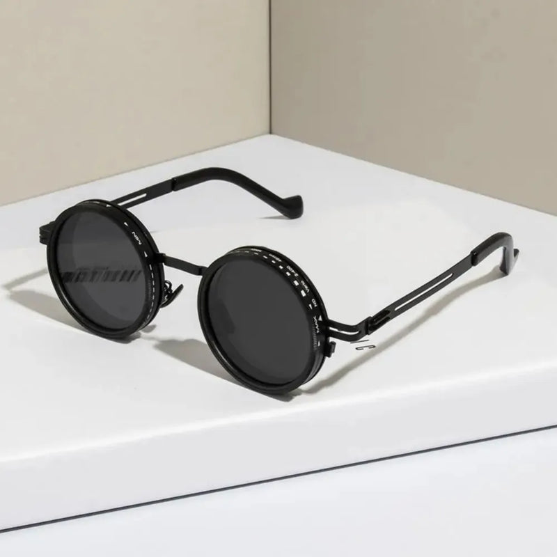 Clarity 9 Level Dimming Fishing Sunglasses Opposed Lenses with Glasse Case Adjustable Sunglasses Round Anti-UV Glasses Driving