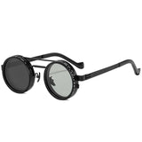 SO&EI Retro Round Punk Men Outdoor Sports Polarized Sunglasses Shades UV400 Women ND9-level Adjustable Dimming Sun Glasses