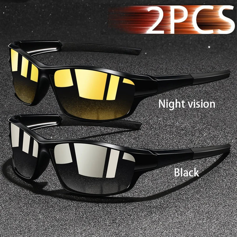 2PCS Fashion UV400 Men Women Running Mountaineering Fishing  Sunglasses Bicycle MTB Eyewear Outdoor Sport protective glasses
