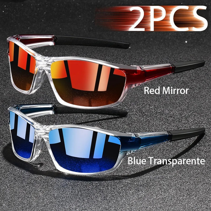 2PCS Fashion UV400 Men Women Running Mountaineering Fishing  Sunglasses Bicycle MTB Eyewear Outdoor Sport protective glasses