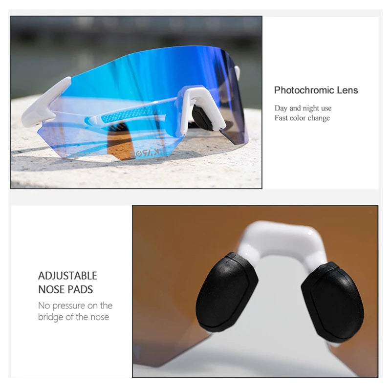 KAROS Photochromic Cycling Glasses for MTB Road Bike UV400 Adaptive Lens Anti-Fog Sport Sunglasses Men Women Outdoor Riding Gear