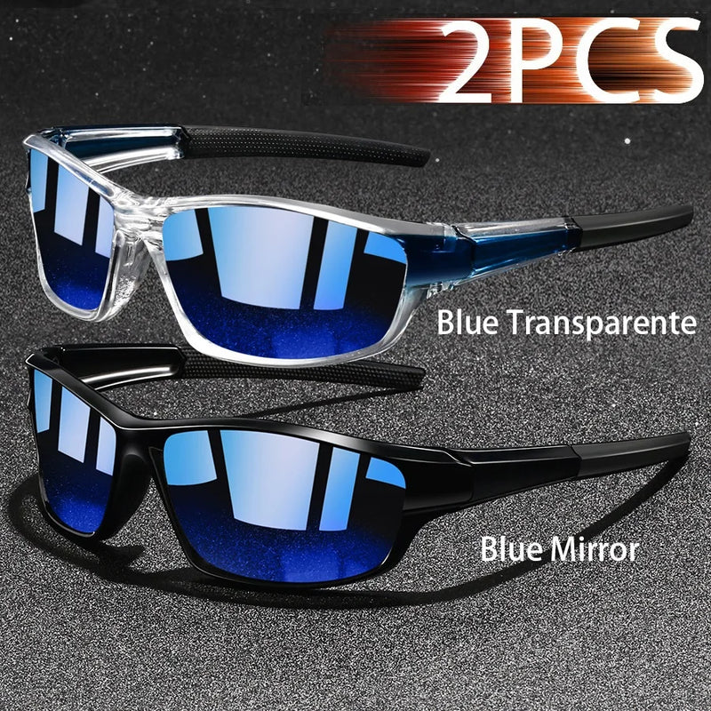 2PCS Fashion UV400 Men Women Running Mountaineering Fishing  Sunglasses Bicycle MTB Eyewear Outdoor Sport protective glasses