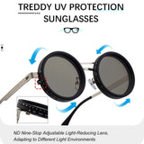 ND9 Adjustable Dimming Sun Glasses Polarized Round Sunglasses Men Women Retro Punk Fishing Eyeglasses Outdoor Shades UV400