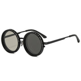SO&EI Retro Round Punk Men Outdoor Sports Polarized Sunglasses Shades UV400 Women ND9-level Adjustable Dimming Sun Glasses