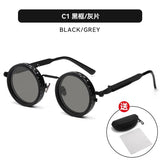Retro Metal Round Punk ND9-level Adjustable Dimming Sunglasses Women Polarized UV400 Fashion Men Outdoor Sun Glasses