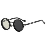 SO&EI Retro Round Punk Men Outdoor Sports Polarized Sunglasses Shades UV400 Women ND9-level Adjustable Dimming Sun Glasses