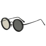 SO&EI Retro Round Punk Men Outdoor Sports Polarized Sunglasses Shades UV400 Women ND9-level Adjustable Dimming Sun Glasses