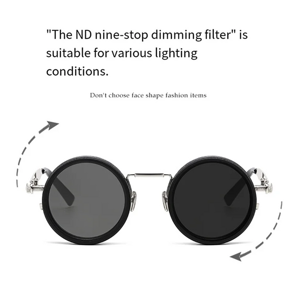 ABAE-49Mm ND9 Adjustable Dimming Sunglasses Polarized UV Resistant High-Definition Fishing Filter Glasses Silver