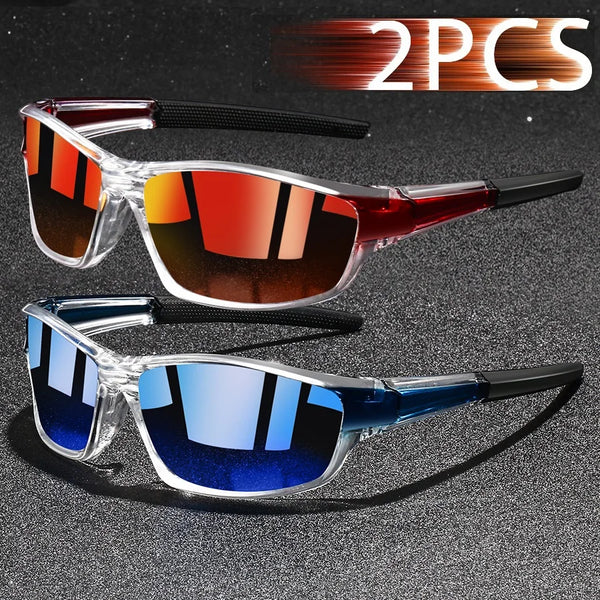 2PCS Fashion UV400 Men Women Running Mountaineering Fishing  Sunglasses Bicycle MTB Eyewear Outdoor Sport protective glasses