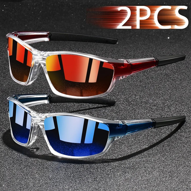 2PCS Fashion UV400 Men Women Running Mountaineering Fishing  Sunglasses Bicycle MTB Eyewear Outdoor Sport protective glasses