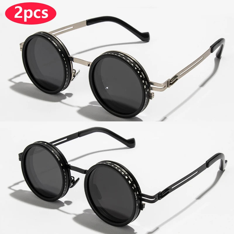 Driver Goggle ND2-400 9 Level Adjustable Dimming Polarized Sunglasses Men Women Punk Round Glasses Driving Eyeglasses ND Filter