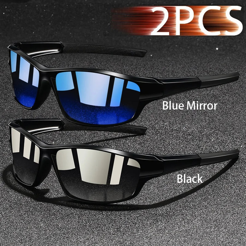 2PCS Fashion UV400 Men Women Running Mountaineering Fishing  Sunglasses Bicycle MTB Eyewear Outdoor Sport protective glasses