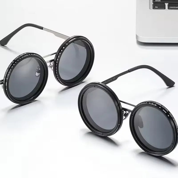 Black Metal Frame adjustable dimming glasses fishing sunglasses UV anti UV polarized sunglasses ND filter With Glasse Case Set