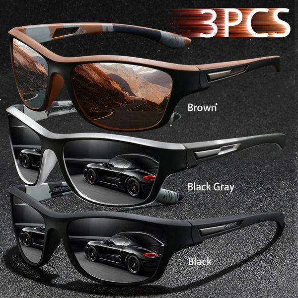 3PCS  Fashion UV400 Men Women Running Mountaineering Fishing  Sunglasses Bicycle MTB Eyewear Outdoor Sport protective glasses