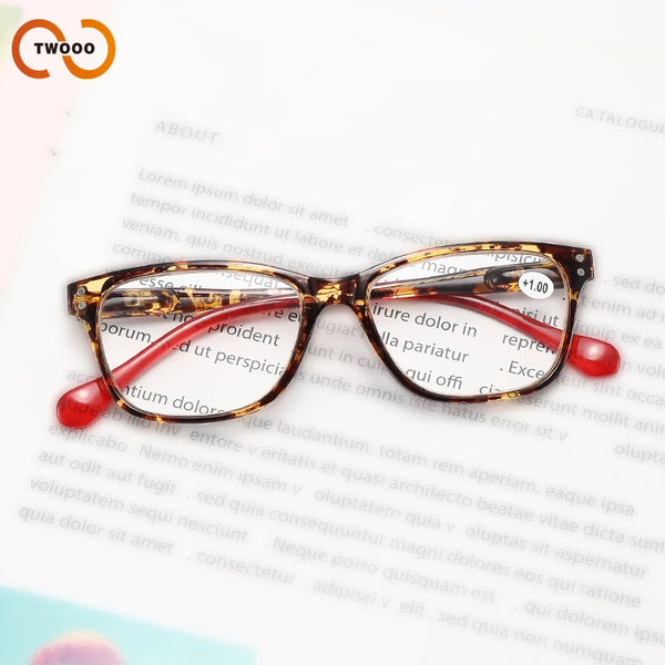 4PCS Amber Color-Block Temple Reading Glasses - HD Lenses, Spring Hinges for Fit & Head Size Adaptability