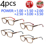 4PCS Amber Color-Block Temple Reading Glasses - HD Lenses, Spring Hinges for Fit & Head Size Adaptability