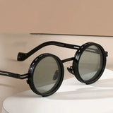 Clarity 9 Level Dimming Fishing Sunglasses Opposed Lenses with Glasse Case Adjustable Sunglasses Round Anti-UV Glasses Driving