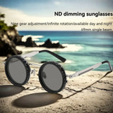 Retro Metal Round Punk ND9-level Adjustable Dimming Sunglasses Women Polarized UV400 Fashion Men Outdoor Sun Glasses