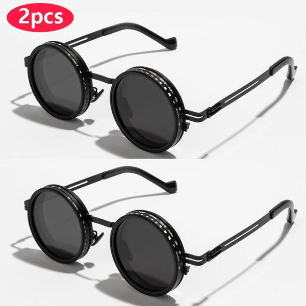 Driver Goggle ND2-400 9 Level Adjustable Dimming Polarized Sunglasses Men Women Punk Round Glasses Driving Eyeglasses ND Filter