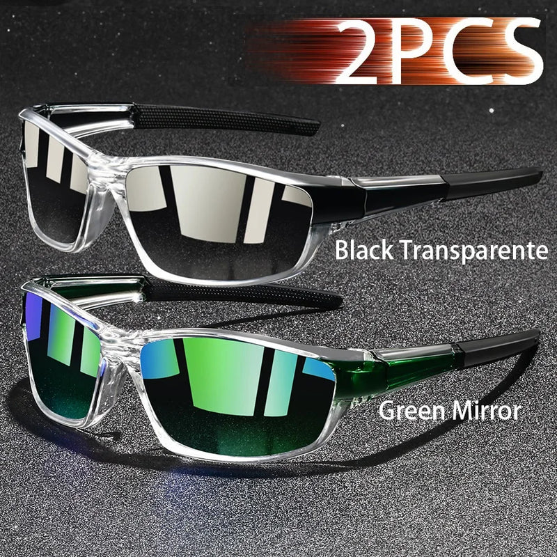 2PCS Fashion UV400 Men Women Running Mountaineering Fishing  Sunglasses Bicycle MTB Eyewear Outdoor Sport protective glasses