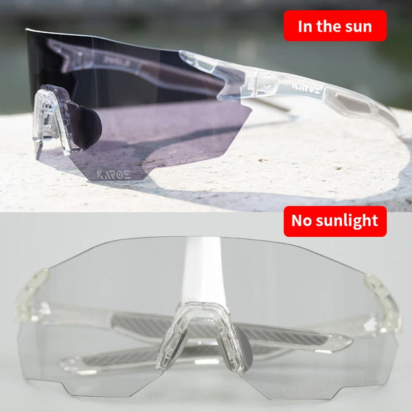 KAROS Photochromic Cycling Glasses for MTB Road Bike UV400 Adaptive Lens Anti-Fog Sport Sunglasses Men Women Outdoor Riding Gear