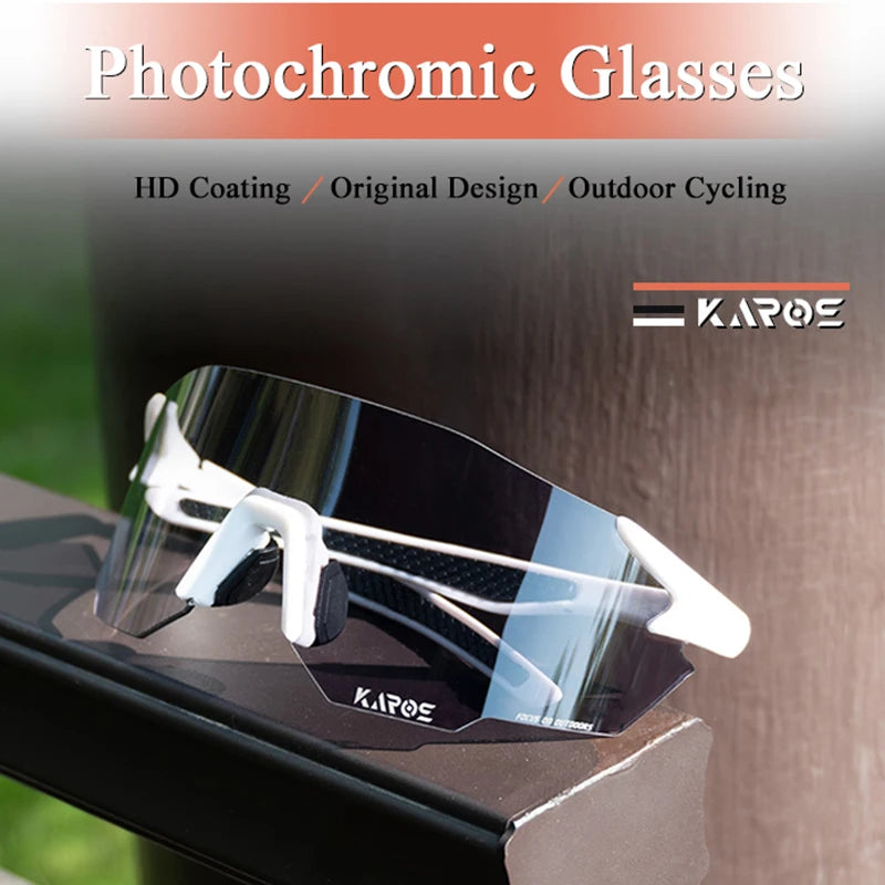 KAROS Photochromic Cycling Glasses for MTB Road Bike UV400 Adaptive Lens Anti-Fog Sport Sunglasses Men Women Outdoor Riding Gear