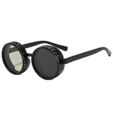 SO&EI Retro Round Punk Men Outdoor Sports Polarized Sunglasses Shades UV400 Women ND9-level Adjustable Dimming Sun Glasses