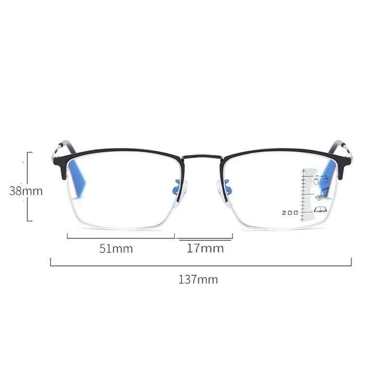 Clara Vida Retro Rectangular Light-Adaptive Sunglasses - Gradual Focus Lenses +0.75 to +4.00 - Driving/Reading UV400 Eyewear