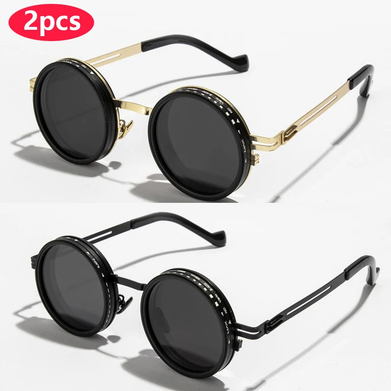 Driver Goggle ND2-400 9 Level Adjustable Dimming Polarized Sunglasses Men Women Punk Round Glasses Driving Eyeglasses ND Filter