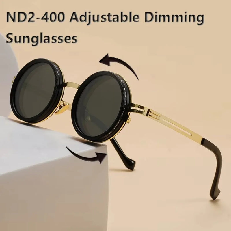 Fashion ND2-400 Adjustable Dimming Glasses 9 Level UV400 Fishing Sunglasses With Glasse Case ND Filter Sun Glasses Driving