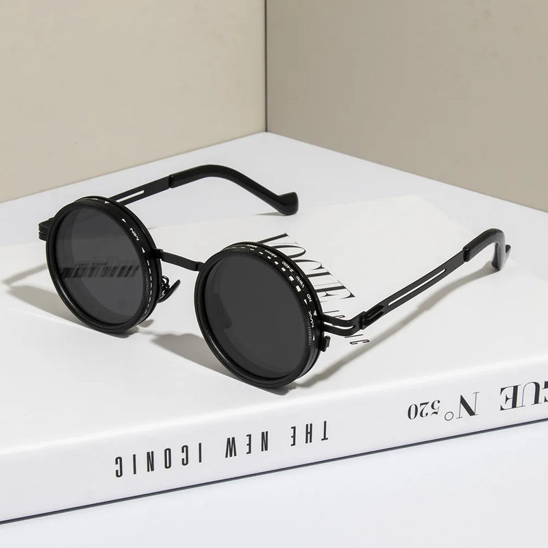 Driver Goggle ND2-400 9 Level Adjustable Dimming Polarized Sunglasses Men Women Punk Round Glasses Driving Eyeglasses ND Filter