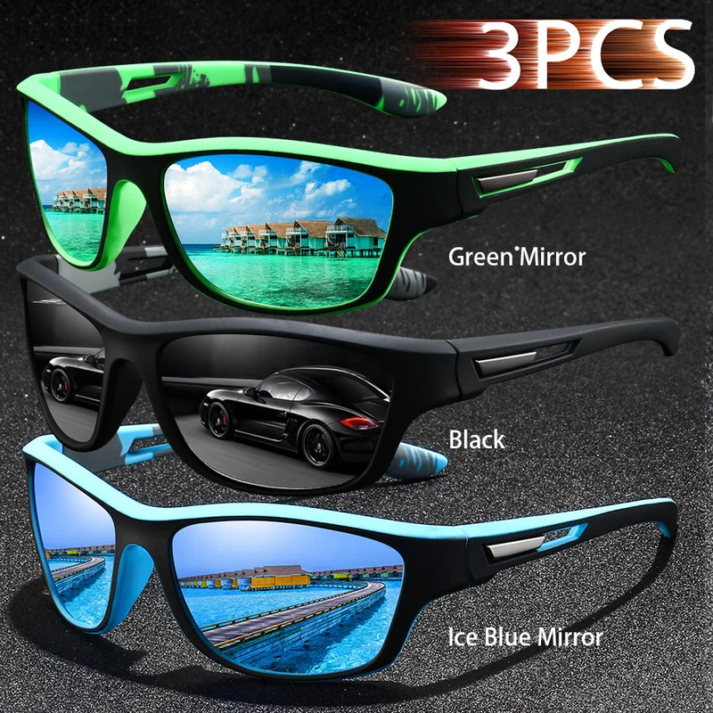 3PCS  Fashion UV400 Men Women Running Mountaineering Fishing  Sunglasses Bicycle MTB Eyewear Outdoor Sport protective glasses