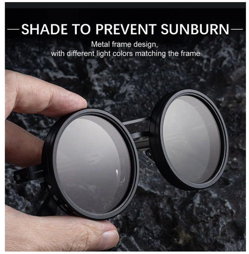 ND9 Adjustable Dimming Sun Glasses Polarized Round Sunglasses Men Women Retro Punk Fishing Eyeglasses Outdoor Shades UV400