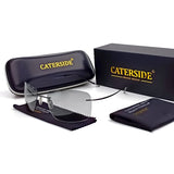 Caterside Pilot Rimless Polarized Sunglasses Men 100% Titanium Ultralight Brand Designer Sun Glasses Grey Photochromic Glasses